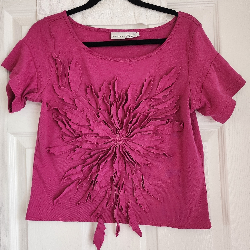 Newport News Pink Floral Cutout Women's Crop Top, Size L